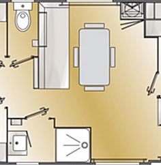 Plan du mobil-home declik 3 chambres de 32m²